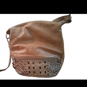 THE TREND Vintage Leather  Crossbody Bag with Animal Print